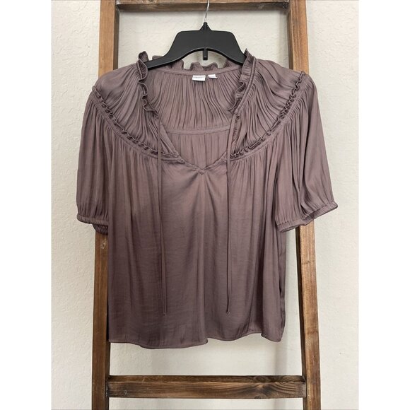 Women’s Gap Soft Satin Puff-Sleeve Top In Color Wassel Size Medium - Picture 1 of 6
